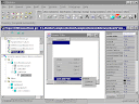 Bovenin het scherm van JBuilder bevindt zich het Main Window en aan de linkerkant kun je de Navigation Pane en de Structure Pane zien. In de Content Pane is de UI Designer geselecteerd met aan de rechterkant de Property Editor.